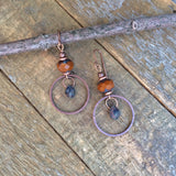 Burnt Orange Earrings, Boho Dangle Earrings, Copper Drop Earrings, Orange Jewelry, Bohemian Earthy Earrings, Czech Glass Earrings