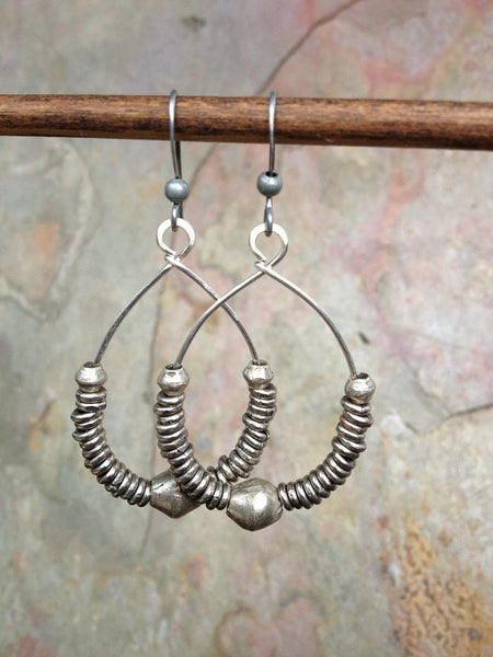 Silver Hoop Earrings, Boho Earrings, Boho Silver Jewelry, Tribal