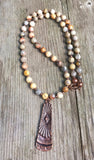 Long Stone Necklace, Bohemian Jewelry, Boho Necklace, Copper Pendant Necklace, Boho Jewelry