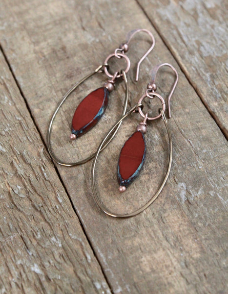 burnt orange copper hoop earrings