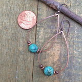 African Turquoise and Copper Teardrop Earring