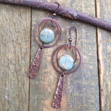 African Opal and Copper Dangle Earring