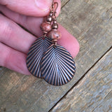 Pink Jasper and Copper Leaf Earring