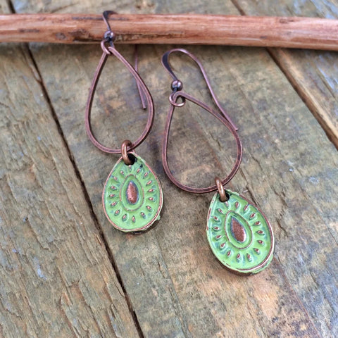 Green Patina Teardrop Earring