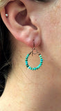 Turquoise Hoop Earrings, Arizona Turquoise Jewelry, Minimalist Tiny Hoop Earrings, Horseshoe Earrings, Turquoise Copper Jewelry