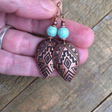Southwestern Copper and Turquoise Earring