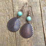 Copper Leaf Earring with Turquoise Earring