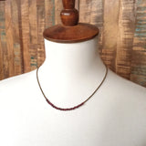 Minimalist Garnet Necklace with Antiqued Copper Accents