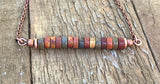 Colorful Red Creek Jasper Bar Pendant Necklace