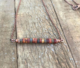 Colorful Red Creek Jasper Bar Pendant Necklace