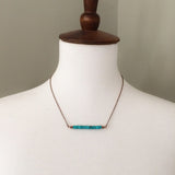 Turquoise Bar Pendant with Antiqued Copper Chain