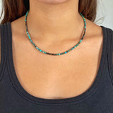 Minimalist Turquoise Choker with Ombre Turquoise Stones and Copper Accents