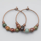 lightweight, colorful jasper copper hoop earrings