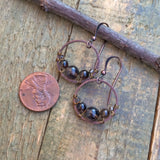 Small Smoky Quartz Copper Hoop Earrings