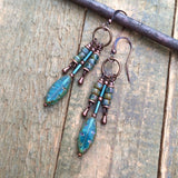 blue glass chandelier drop dangle earrings