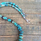 Turquoise Statement Necklace, American Blue Green Turquoise with Antiqued Silver Accents, December Birthstone Jewelry