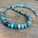 Turquoise Statement Necklace, American Blue Green Turquoise with Antiqued Silver Accents, December Birthstone Jewelry