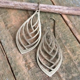 Antiqued Brass Leaf Dangle Earrings, Lightweight Dainty Brass Jewelry