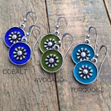 Silver Boho Colorful Dangle Earrings, Small Everyday Bohemian Jewelry