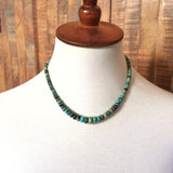 Turquoise Statement Necklace, American Blue Green Turquoise with Antiqued Silver Accents, December Birthstone Jewelry
