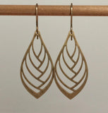 Antiqued Brass Leaf Dangle Earrings, Lightweight Dainty Brass Jewelry