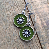 Silver Boho Colorful Dangle Earrings, Small Everyday Bohemian Jewelry