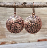 Etched Copper Earrings, Copper Jewelry, 7th Anniversary Gift, Unique Gift Jewelry, Copper Drop Earrings, Etched Copper Jewelry