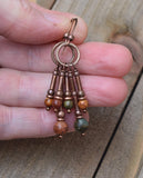 Boho dangle earrings, red creek jasper earring, small chandelier earrings, copper dangle earrings, copper jewelry, southwestern jewelry