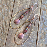 Dangle Boho Earrings, Copper Hoop Earrings, Red Creek Jasper Stone Jewelry, Jasper Earrings, Teardrop Dangle Earrings, Earthy Stone Jewelry