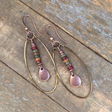 Dangle Boho Earrings, Copper Hoop Earrings, Red Creek Jasper Stone Jewelry, Jasper Earrings, Teardrop Dangle Earrings, Earthy Stone Jewelry