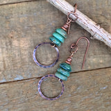 Bohemian Green Earrings, Spring Green Jewelry, Copper Dangle Earrings, Green Czech Glass Earrings, Copper Dangle Earrings,
