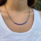 Minimalist Lapis Necklace, Lapis Layering Necklace, Lapis Lazuli Choker Necklace, Stacking Necklace, Tiny Beaded Necklace