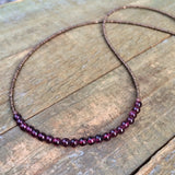 Minimalist Garnet Necklace, Layering Necklace, Holiday Gift for Her, Garnet Choker Necklace, January Birthstone Jewelry, Beaded Necklace