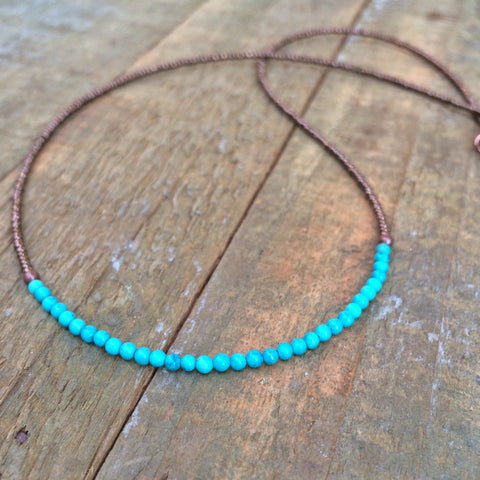 Tiny Turquoise Necklace, Turquoise Layering Necklace, Minimalist Turquoise Necklace, Southwestern Jewelry, Tiny Beaded Necklace