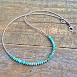 Minimalist Silver Turquoise Necklace, Silver Layering Necklace, Turquoise Choker, Boho Bead Jewelry, Arizona Turquoise Bead Necklace