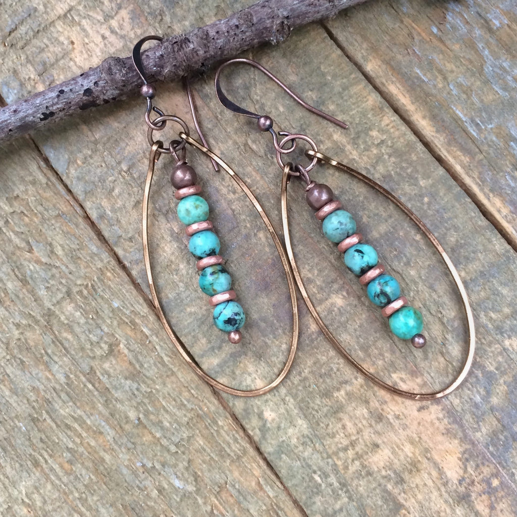 Turquoise Dangle Earrings, African Turquoise Earrings, Turquoise