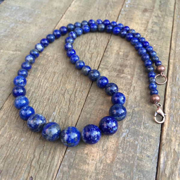 Lapis Lazuli Necklace, Lapis Jewelry, Blue Stone Statement Necklace, Blue Beaded Necklace, Southwestern Jewelry, Gift for Her, Lapis Gift