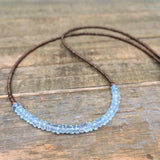 Tiny Aquamarine Necklace, Dainty Aquamarine Jewelry, Birthstone Aquamarine Choker, Beaded Necklace, 19th Anniversary Gift, Beaded Choker