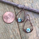 Small Abalone and Antiqued Copper Drop Earrings
