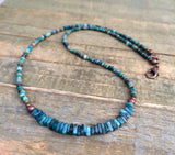 Chrysocolla and Apatite Choker, Colorful Bead Necklace, Stacking Layering Necklace, Blue Stone Bead Choker, Bead Jewelry, Beach Jewelry