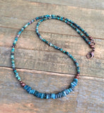 Chrysocolla and Apatite Choker, Colorful Bead Necklace, Stacking Layering Necklace, Blue Stone Bead Choker, Bead Jewelry, Beach Jewelry