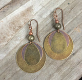 Mixed metal earrings, boho dangle earrings, geometric earrings, geometric jewelry, boho jewelry, bohemian earrings, mixed metal jewelry