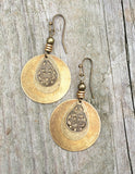 Bohemian Earrings - Dangle Boho Earrings - Brass Dangle Earrings - Boho Jewelry - Bohemian Jewelry - Ethnic Earrings - Ethnic Jewelry