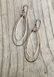 Mixed Metal Earrings, Long Hoop Earrings, Silver Copper Jewelry, Hammered Copper Hoop Earrings, Copper Gift for Women