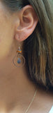 Small Burnt Orange Earrings with Copper Dangle Rings