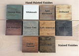 rustica wooden display stands color swatches stains hand painted options