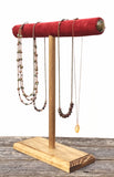 Jewelry Display, Necklace Holder, Necklace Stand, T-Bar Stand, Jewelry Storage, Bracelet Stand, Wood Jewelry Stands, Red Velvet