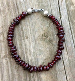 Red garnet bracelet with antiqued silver accents