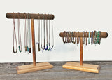 Jewelry Display, Bracelet Stand, Necklace Holder, Necklace Stand, Wooden T-Bar Jewelry Set