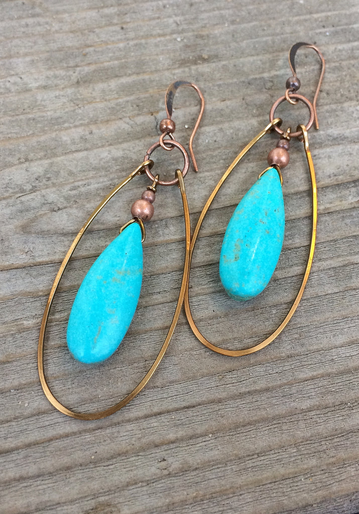 Turquoise and Copper Hoop Earrings – Rustica Jewelry